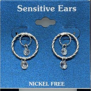 Silver Drop Crystal Stone dangling Citrine Earrings 1 inch